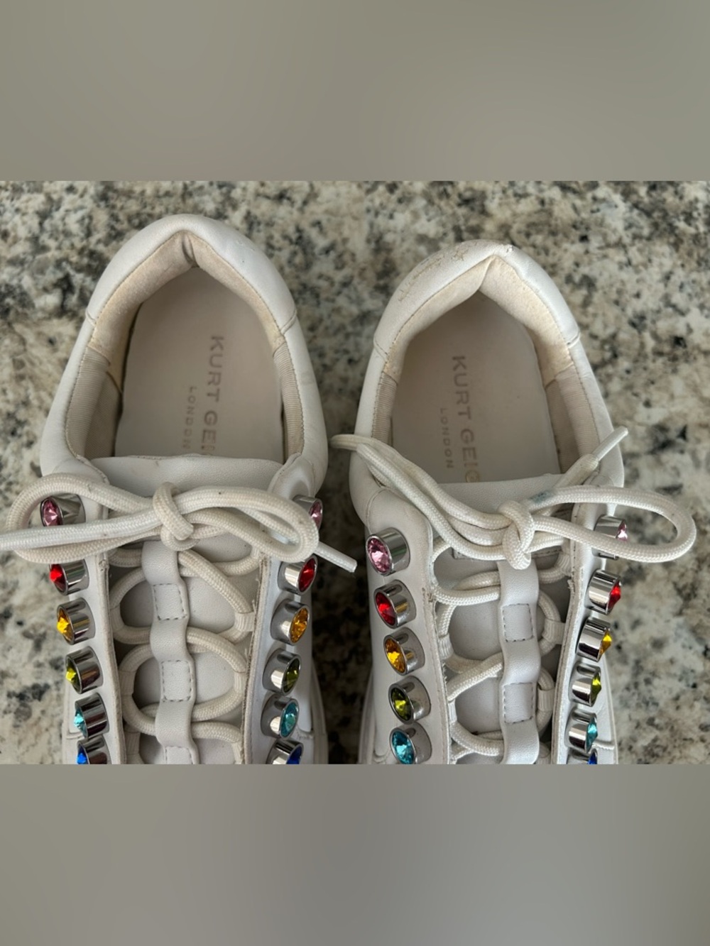 Kurt Geiger London Liviah White Leather Rainbow Crystals Chunky Sneakers Size 37 - Picture 8 of 14